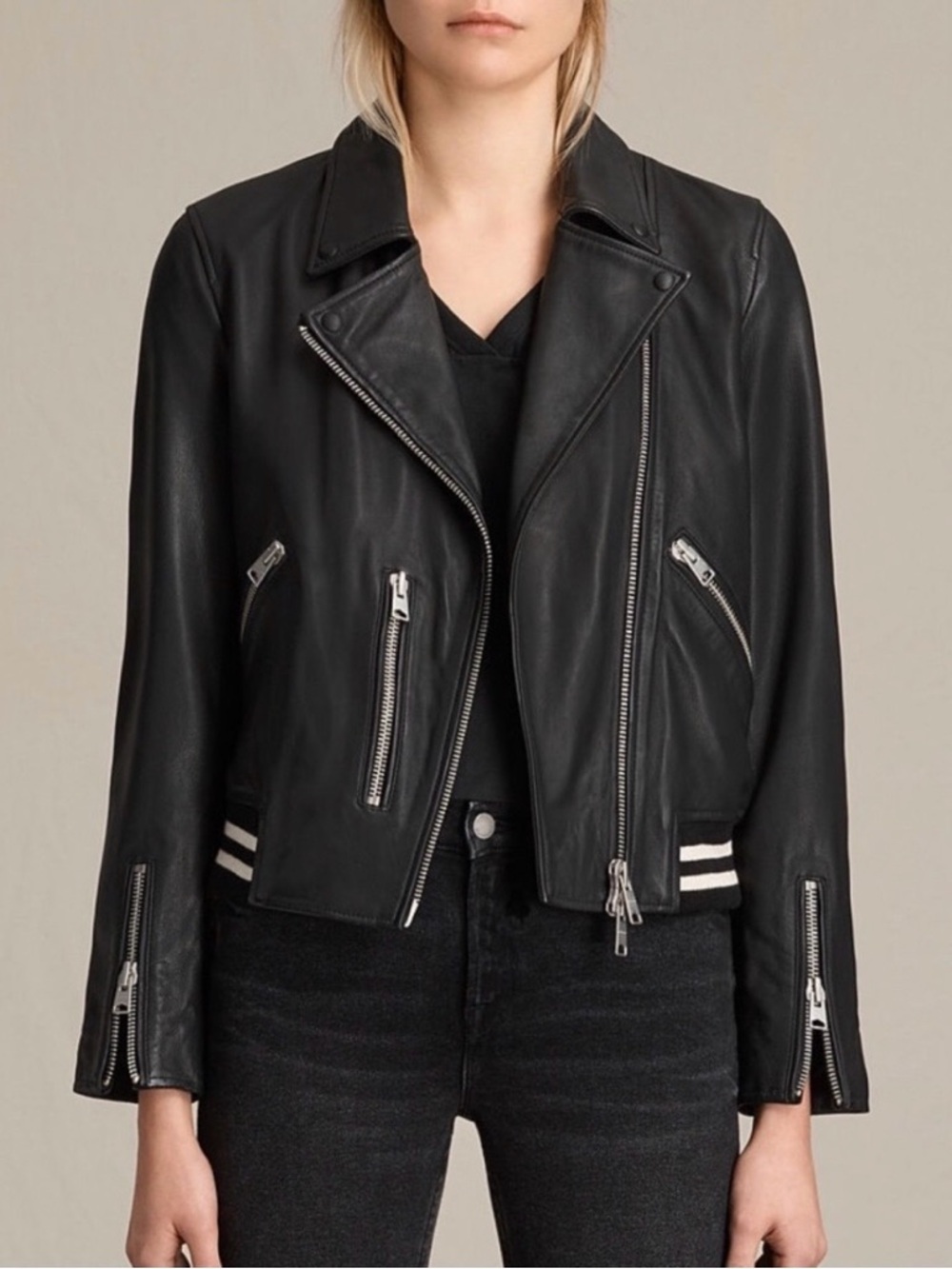 All Saints Balfern Moto Leather Jacket - Size 4